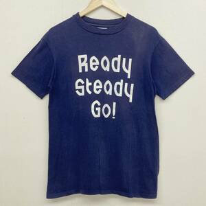 80s VINTAGE HANES メッセージ Tシャツ READY STEADY GO ネイビー 紺 USA製 Mサイズ ビンテージ ヘインズ Tee 3020044