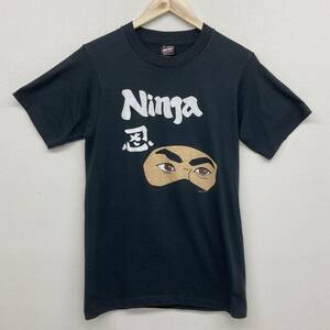 80s 90s USA製 忍者 NINJA Tシャツ ブラック 黒 BEST Sサイズ VINTAGE ビンテージ JAPAN 漢字 アメリカ製 古着 カットソー 3030458