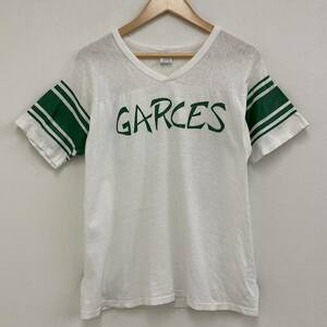 80s Champion トリコタグ フットボールTシャツ GARCES 白×緑 コットン USA製 Lサイズ チャンピオン ビンテージ VINTAGE 3070461