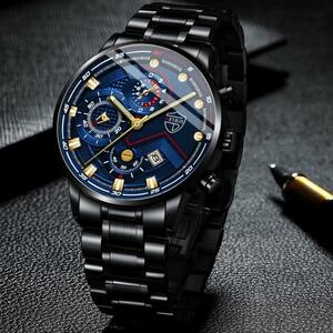 T296 新品 クロノグラフ DEYROS 腕時計メンズ ラグジュアリー 黒青