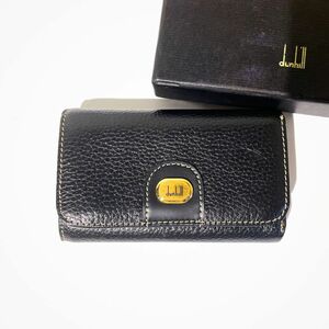 【未使用】dunhill ダンヒル キーケース 鍵 6連キーケース 本革 レザー 革 BLACK 黒 札入れ付き 小物 アクセサリー 箱付き 【送料無料】