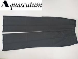 3.5万 美品 Aquascutum アクアスキュータム★濃紺　ネイビー　パンツ　シェルボタン　9　M　スラックス