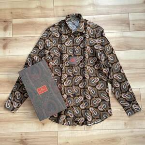 [ free shipping ][ regular price 7 ten thousand corresponding ][22SS][ new goods ]ETRO Etro peiz Lee long sleeve linen shirt black 39 total pattern flax long sleeve shirt 