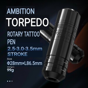 AMBITION TORPEDO rotary ta toe machine 2.5-3.0-3.5mm stroke black *ta toe pen tattoo machine tattoo *