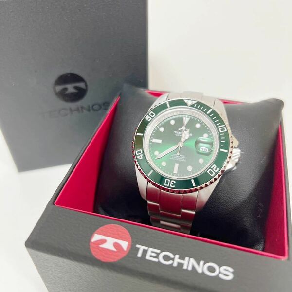 TECHNOS テクノス アナログ ダイバー 腕時計 T4B27SM グリーン 美品