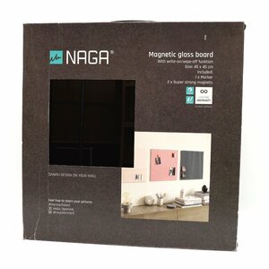 NAGA マグネットガラスボード magnetic glass board メッセージボード 45cmx45cm ブラック [H800192]