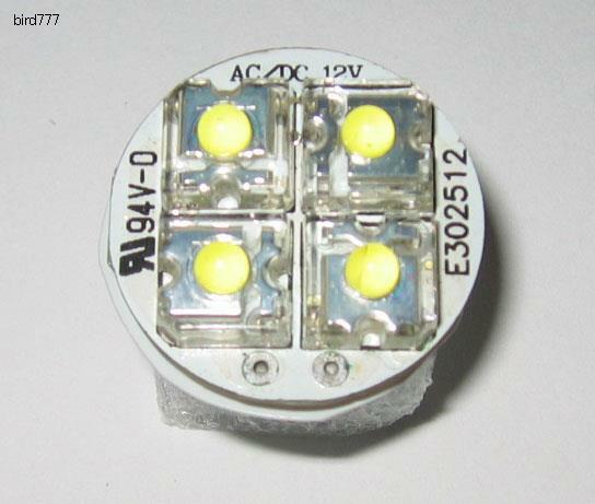 白色LED ユニット丸型 22mm高輝度LED４個12V　整流器付　AC/DC用 直流 交流どちらでも使用可能 白LED 12V LED ランプ 自作LED 照明に