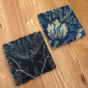 いちご泥棒 ラグ コースター 10cm×10cm 2枚セット