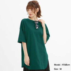 GUヘビーウェイトオーバーサイズT　5分袖　ダークグリーン　Sサイズ　 DARK GREEN　綿100％　緑　Tシャツ