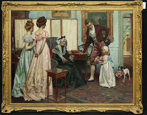 真作保証 ルシアン･デイビス40号貴族の少女 英国19世紀画家リアリズム最高傑作!海外大手オークション会社取扱作1200万販売ArtNet掲載, 絵画, 油彩, 人物画