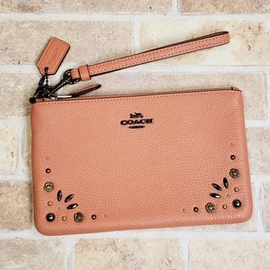  beautiful goods Coach leather studs list let pouch inset less multi pouch pink series COACH