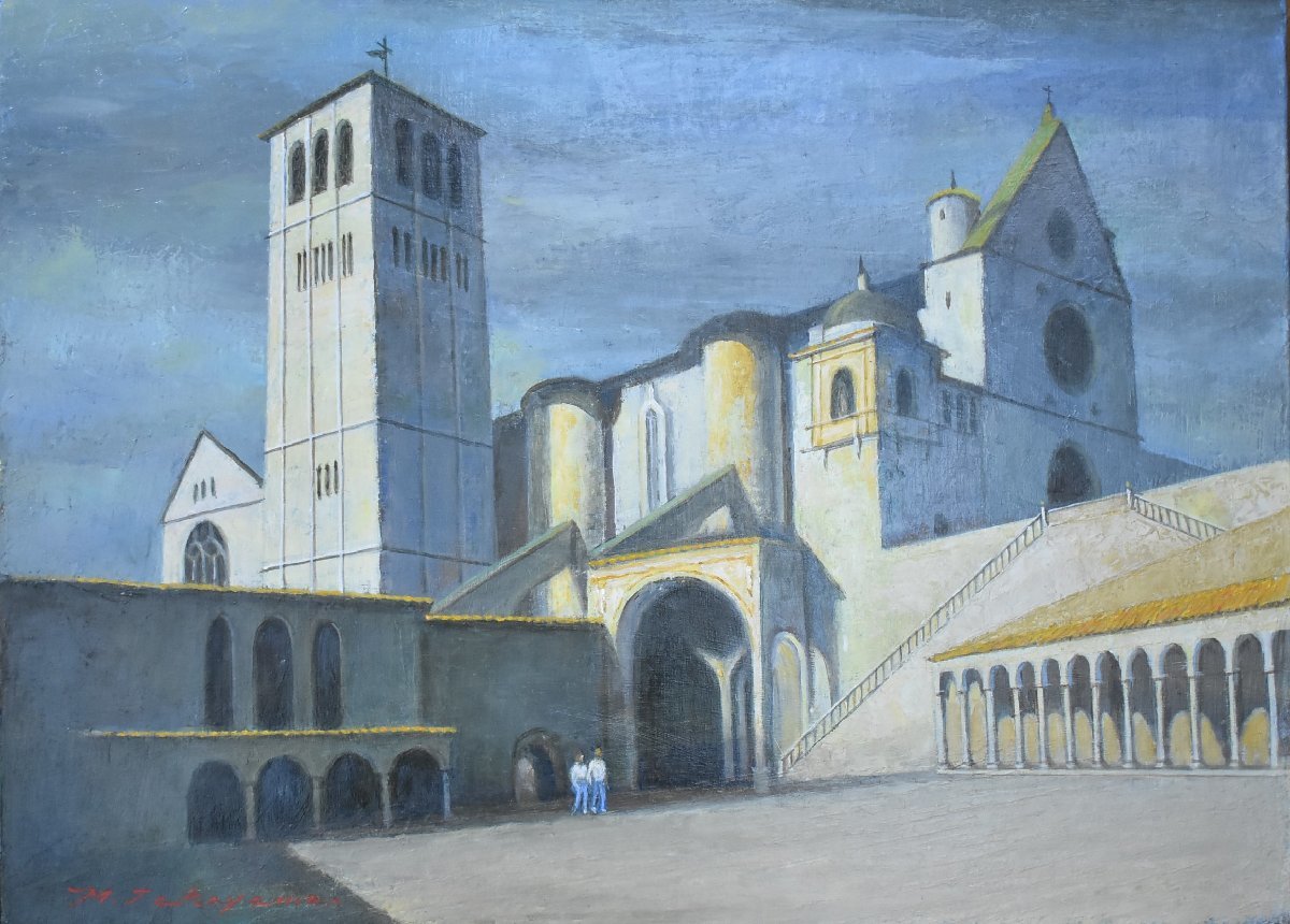 Die Gemälde wurden sorgfältig von Mitgliedern der Nika Art Association gemalt und beeindrucken jeden, der sie betrachtet. Westliches Gemälde von Akira Takayama, Nr. 8 Basilika San Francesco (Assisi) [Seiko Gallery], Malerei, Ölgemälde, Natur, Landschaftsmalerei