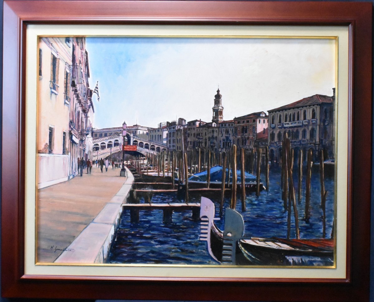 Travail recommandé populaire ! HY 15P Vue du soir du pont du Rialto (Venise) Peinture occidentale [Galerie Masami], Peinture, Peinture à l'huile, Nature, Peinture de paysage