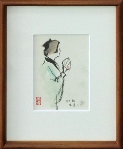 Art hand Auction Enjoy small pieces as interior decoration! Watercolors and drawings by Mitsuhiro Matsuda Tekomai Woodwork Small piece [Masami Gallery], Painting, watercolor, Portraits