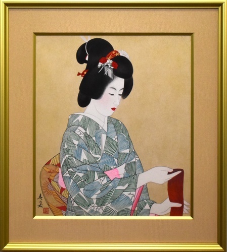 Harumi Tateishi, qui a étudié auprès de Shinsui Ito et est devenue célèbre dans le monde entier grâce à ses peintures de belles femmes, Peinture japonaise « Jyoshin » n° 10 Nitten Judge [Galerie Masamitsu] L'une des plus grandes galeries d'art de Tokyo 53e anniversaire depuis sa fondation*, peinture, Peinture japonaise, personne, Bodhisattva