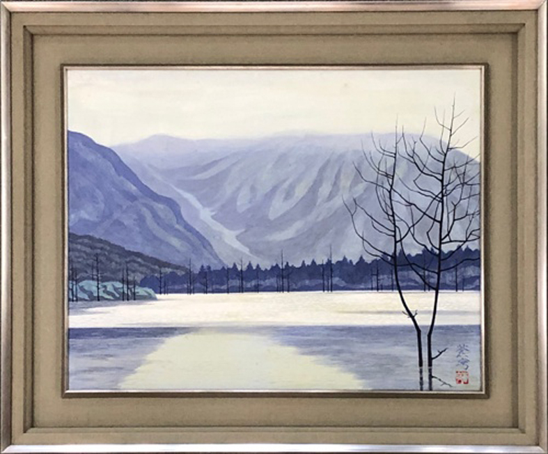 Es ist groß und ruhig., Es ist entspannend anzusehen. Japanisches Gemälde Nakano Sokyu Nr. 10 Unbekannter Titel (Kamikochi) Meister: Gakuryo Nakamura [Masamitsu Gallery], Malerei, Japanische Malerei, Landschaft, Fugetsu