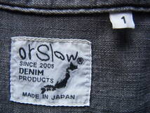 orslow オアスロウ　ブラックデニム　ユーズド加工　ボタンダウンシャツ　サイズ 1 日本製_画像5
