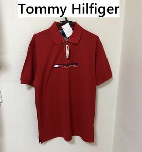  tag attaching Tommy Hilfiger Tommy Hilfiger men's polo-shirt short sleeves usa L red Golf wear 