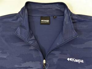 Kaepa GOLF ケイパ ゴルフ DRY UV対策 迷彩柄 ハーフジップ 半袖 ポロシャツ　LL　紺