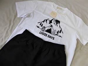 LOGOS DAYS ロゴスデイズ 帝人 TEIJIN コラボ SOLOTEX Tシャツ ハーフパンツ 上下セット　L　白黒　②