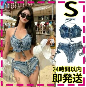 S Denim blue braided up b radio-controller Lien bikini girl swimsuit band u ho ruta- indigo Korea beautiful tika dazzybeachb radio-controller Lien 