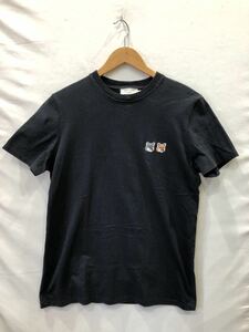 [maison kitsune] 半袖Tシャツ BLK ロゴ刺繍 コットン サイズM ts202308