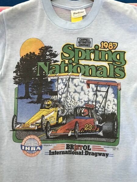 1987 Spring Nationals Tシャツ　ドラッグレース　アメリカ　ビンテージ　IHRA ゼロヨン　1320 世田谷ベース　企業　カンパニー　古着