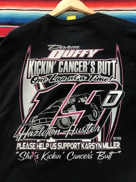 Kickin Cancer's Butt Tシャツ 癌 寄付 ドネーション 企業 アメリカ ビンテージ レーシング レース 世田谷ベース 古着 アメカジ