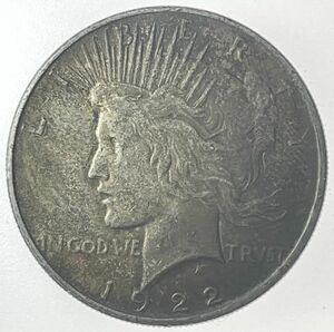 1922 年アメリカピースドル1$銀貨、旧硬貨