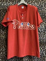 80s 90s USA製 RUSSELL ATHLETIC ラッセル アスレチック Phillies ヘンリーネック Tシャツ フィリーズ ベースボール メジャーリーグ MLB_画像2