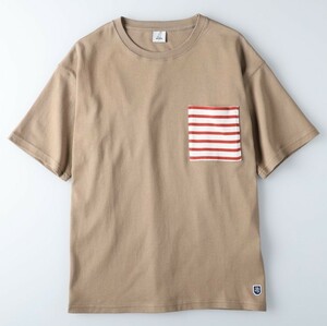 ◆新品◆ 定価3280円!! TOP-SIDER トップサイダー ポケットボーダー柄!! クルーネック Tシャツ カットソー 半袖 ベージュ メンズ Mサイズ