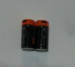 2個　CR123 16340 usb充電池 3.7V 650mah