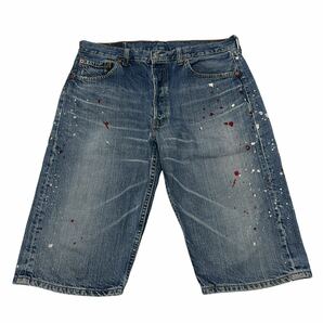 フィリピン製 Levi’s リーバイス 501 デニムハーフパンツ ジーンズ ペイント 501-01 W34 L14の画像1