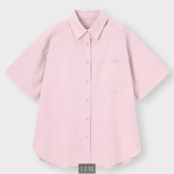 GU ジーユー オーバーサイズシャツ(5分袖) ピンク Sサイズ