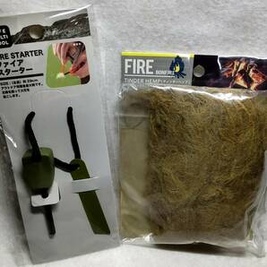 送料無料★FIRE STARTER ファイヤースターター+ティンダーヘンプ８ｇ#着火剤#火起こし#アウトドア#緊急#バーベキュー#BBQ#芯棒#点火