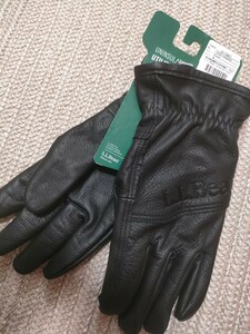 新品 未使用 定価6490 L.L.BEAN 牛革 レザー ユーティリティ グローブ ブラック 黒 手袋 M LLビーン アウトドア エルエルビーン メンズ