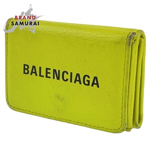 BALENCIAGA バレンシアガ エブリデイ イエロー 黄 シルバー金具 レザー 551921 DLR1N 三つ折り財布 札入れ レディース 403219