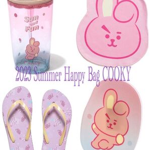 BT21 2023 Summer Happy Bag COOKY 4点セット ポーチ サンダル ハンカチ アクリルスタンド