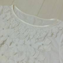 a02619 JUDY ジュディ キング チュニック 半袖 花 装飾 フリル 薄手 日本製 サイズ40 白 ホワイト レディース エレガントガーリーチック_画像7