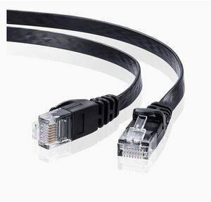 CAT6フラットLANケーブル (10m) BB 381 1Gbps/250MHz RJ45 ツメ折れ防止 ブラック