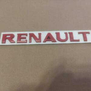 【送料込】RENAULT(ルノー) エンブレム マットレッド　縦2.5cm×横15.0cm 厚さ2mm　金属製　