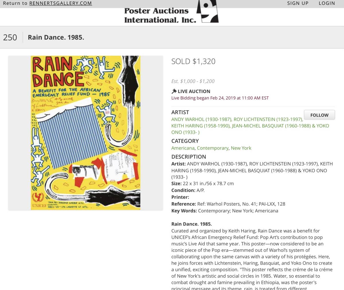 Rain Dance Offset Lithographic Poster ウォーホル キース