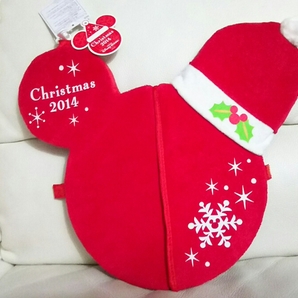 新品 未使用 ディズニー クリスマス TDL TDS たためる ポータブル クッション ミッキー サンタ