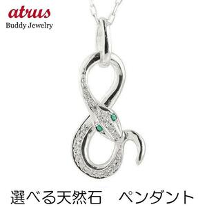  platinum necklace top lady's diamond is possible to choose natural stone snake Infinity & pendant pt900.