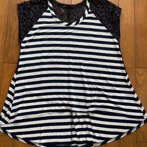 Munich for American Rag Cieアメリカンラグシー フレンチスリーブ バックレースボーダーカットソー