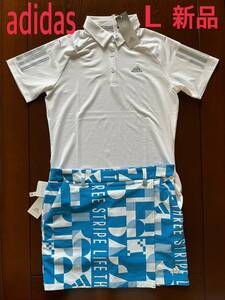  new goods Adidas adidas Golf skirt polo-shirt top and bottom set L