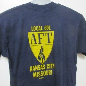 80s アメリカ製　Tシャツ ML 紺　ラジオ FM ヴィンテージ　アメカジ古着　sy3645