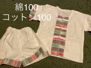 エスニック調　民族系デザイン　シャツ　パンツ　上下セット　キッズ　サイズ3 未使用品　半ズボン 夏用パジャマ 半袖