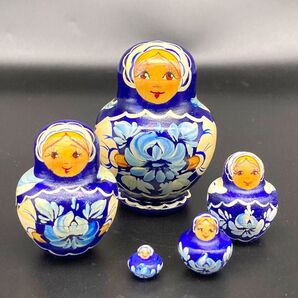 ★オシャレで可愛い★ロシア民芸品ロシア陶器柄ミニマトリョーシカ★送料無料★