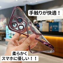 iPhone14Proケース 最新ツヤオシャレ韓国大人気 クリア ハイグレード 強化ガラス カメラレンズカバー付 マグセーフ対応 シルバー_画像6